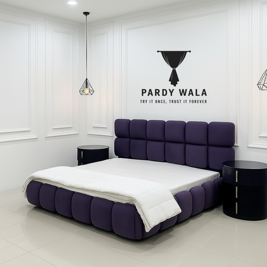 Bubble Bed Set – Contemporary Upholstered Bed with Side Tables